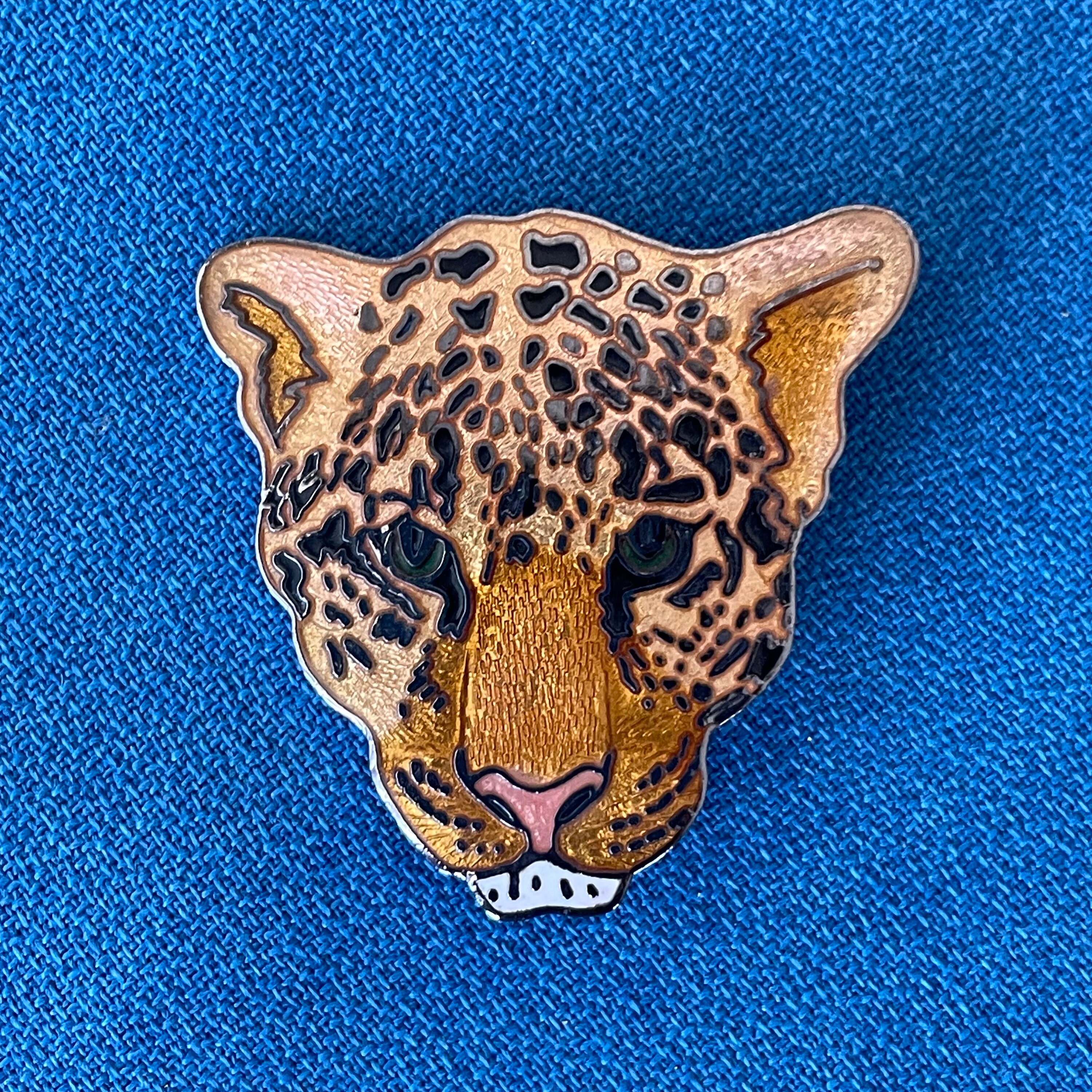80 Vintage 80\'s Leopard Jaguar Cat Rhinestone Brooch main image 0