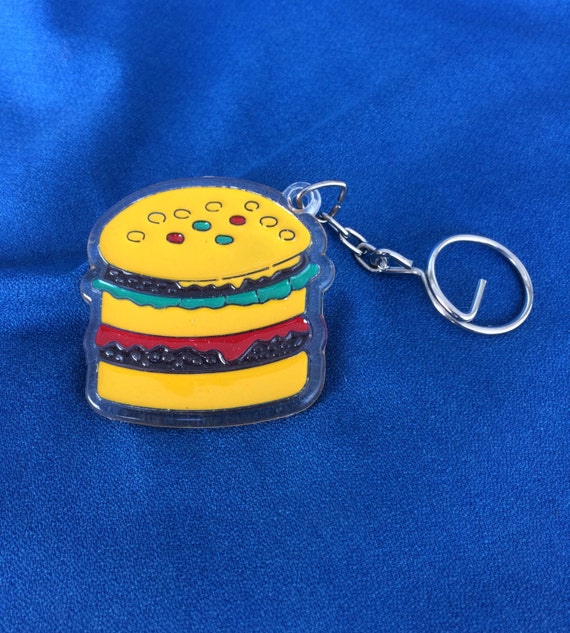 vintage plastic hamburger keychain Gem