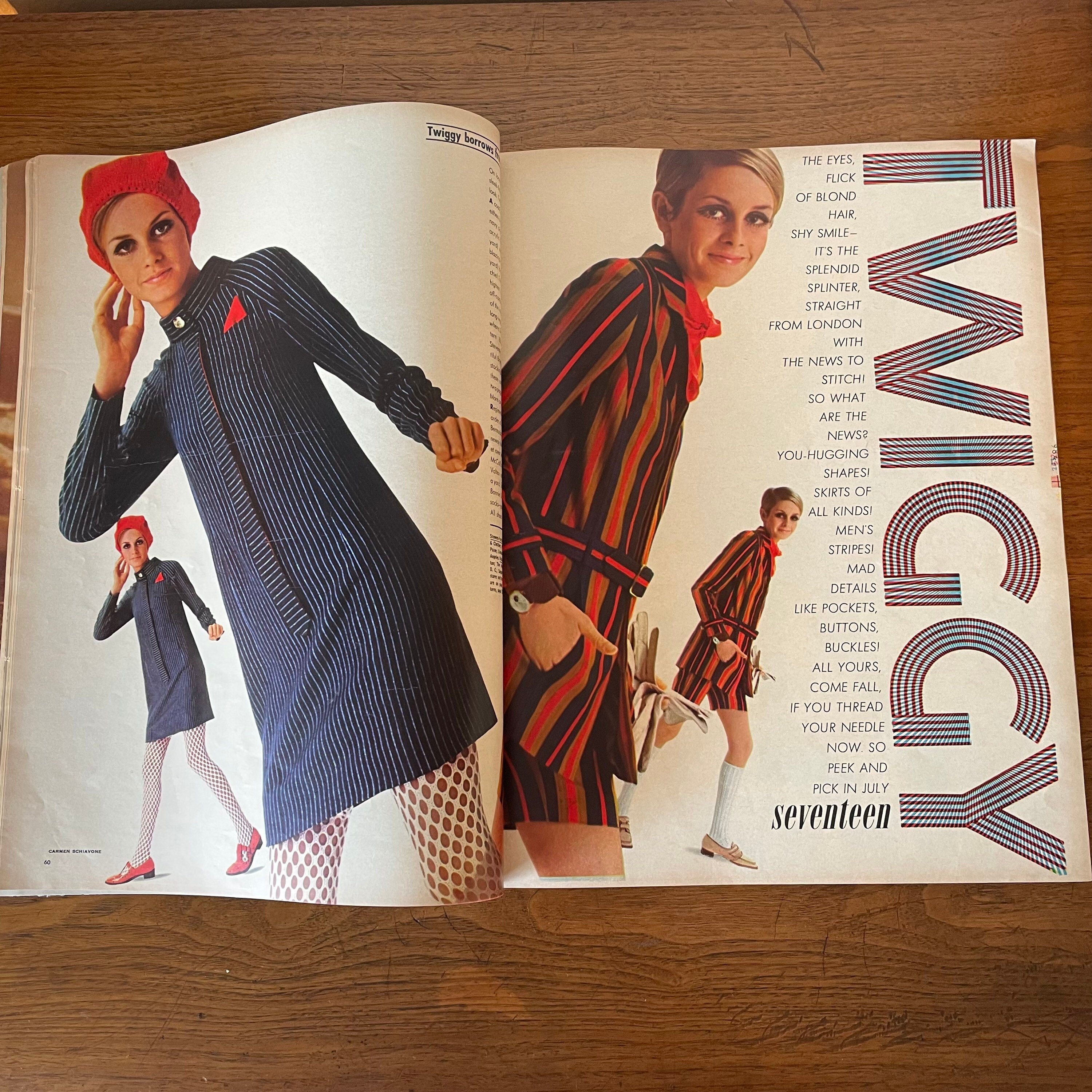 Vintage Seventeen Magazine Twiggy Cover Super Model July