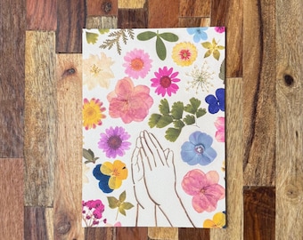 Prayer Hands Christian Floral Frameable Greeting Card