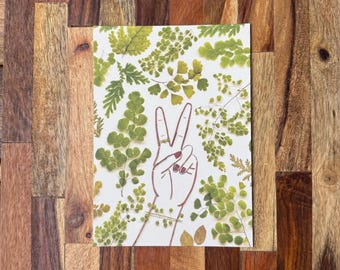Peace Hand Botanical Frameable Greeting Card