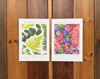 Christian Handmade Botanical Frameable Greeting Card Set