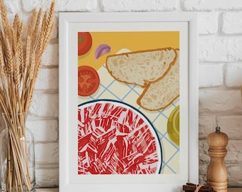 Illustrazione del poster: panino al prosciutto con pane al pomodoro