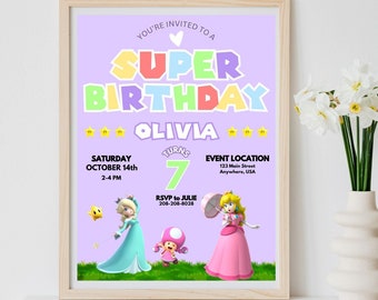 Mario Invitation | Mario Girl Party | Super Mario Brothers | Super Mario Invitation | Edit Template Invite | Mario party | Super Mario Girls