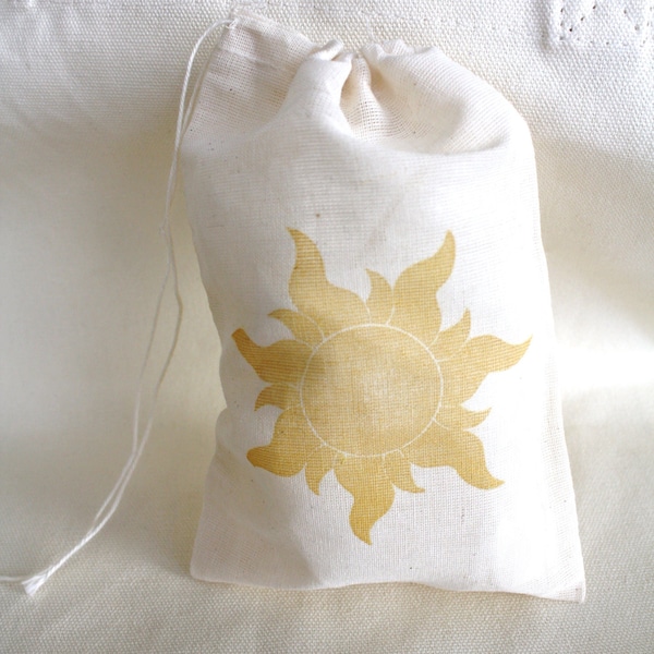 10 Tangled SUNburst  muslin drawstring bag