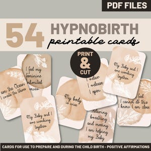 54 cartes d'affirmation de la naissance imprimables, accouchement hypnotique, cartes de travail positif bohème, téléchargement numérique, cadeau pour future maman, affirmations de travail