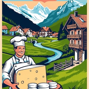 Affiche vintage - Village d'Abondance en Haute Savoie