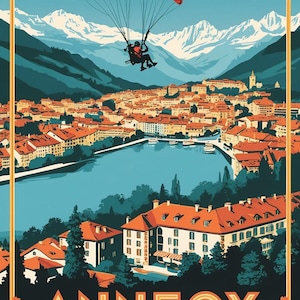 Affiche Vintage d’Annecy - La Perle des Alpes - Haute-Savoie
