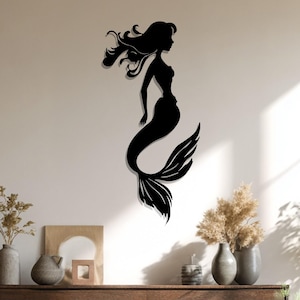 Metal Mermaid Wall Art: Coastal Silhouette Decor