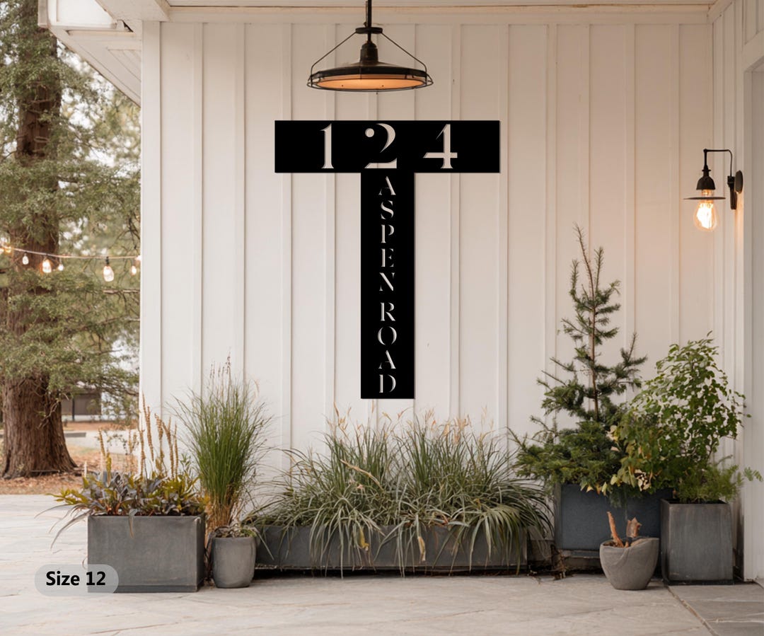 Modern Metal Address Sign, Horizontal House Numbers Plaque, Custom ...