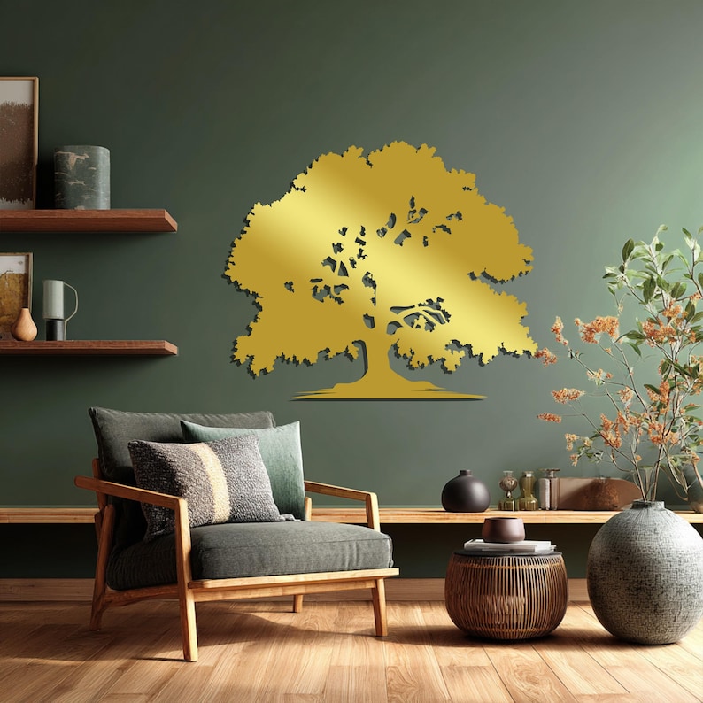Oak Tree Metal Wall Art – Nature Silhouette, Rustic Decor - Etsy