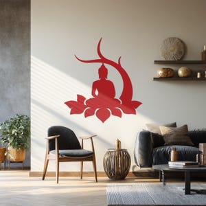 Black metal lotus flower with Buddha meditation design