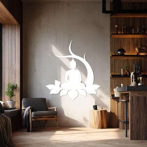 Zen meditation Buddha silhouette metal wall decoration