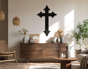 Décoration murale en métal croix chrétienne : décoration métallique du Christ catholique