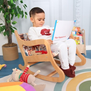 Kids Chair Wooden rocker Chair-Childs Rocking Chair-Chair for Kids-1st Birthday Gift for Kids Furniture-Kids rocker for child