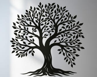 Tree of Life Metal Wall Art, Modern Steel Silhouette, Indoor Outdoor Ready to Hang