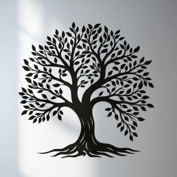 Tree of Life Metal Wall Art, Modern Steel Silhouette, Indoor Outdoor Ready to Hang
