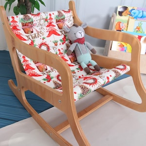 Montessori Childs Rocking Chair-1st Birthday Gift for Kids Furniture-Kids rocker toy-1st birthday Gift for kids rocker Chair Wooden Chair