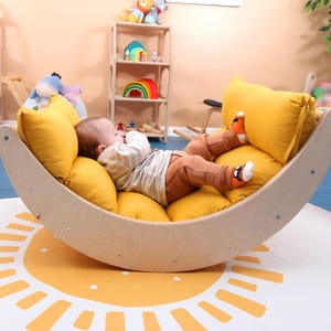 Montessori climbing arch set with pillow-Montessori toys for Kids climbing toys with arch rocker with cushion-climbing gym-Kids rocker