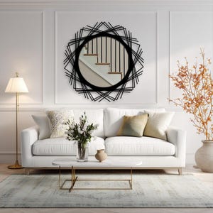 Geometrischer Metallrahmen Wandspiegel, modernes Wohndekor