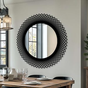 Specchio da parete geometrico in metallo, moderno decoro rotondo, specchio da ingresso
