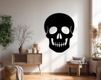 Väggkonst med metallskalle - 3D-skugga, Halloweendekoration