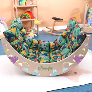 Personalized Wooden Toys Climber Swing Set-Rocking Chair-birthday Gift for Kids-Montessori Baby Play Climber Set for Kids Arch and pillow