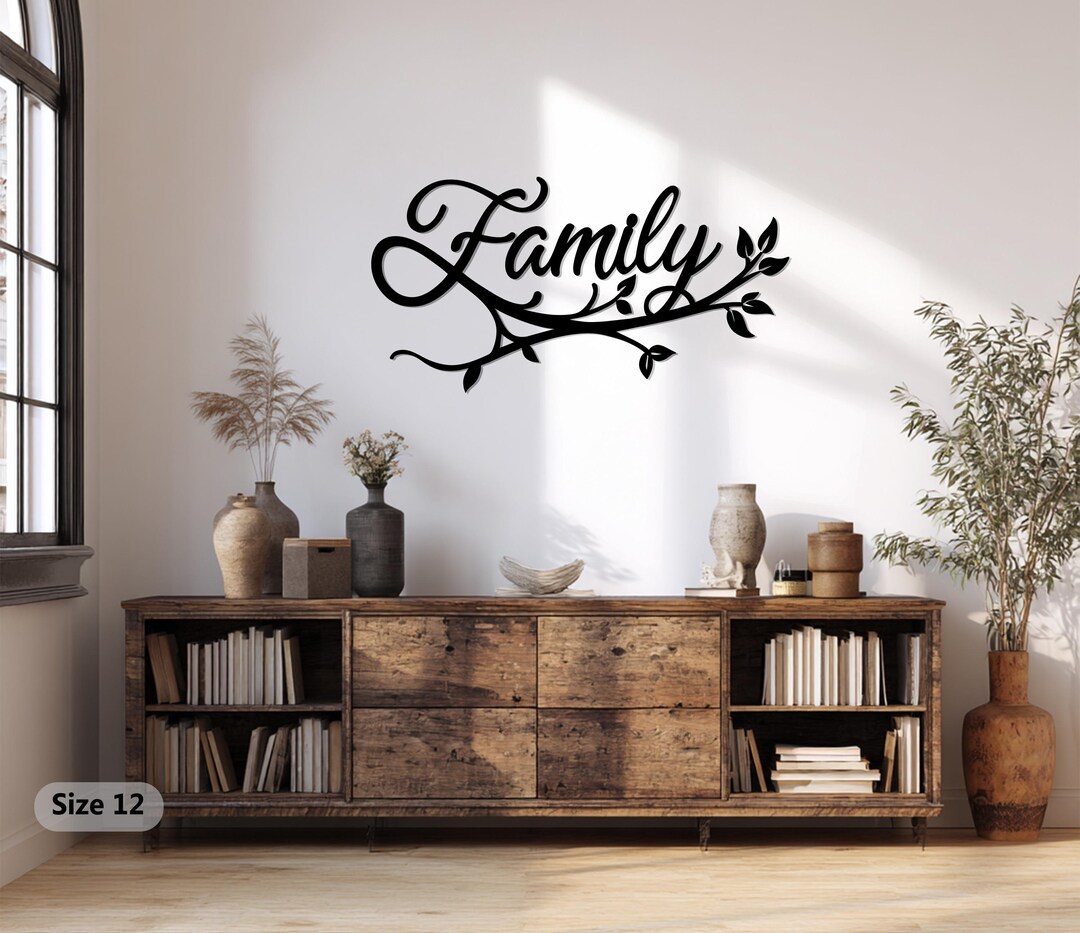 Family Metal Wall Art: Tree Branch Leaves Metal Decor, Personalized ...