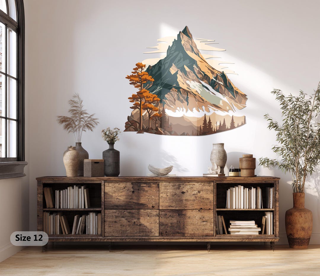 Mountain Metal Wall Art – Autumn Forest Landscape, Modern Nature Decor ...