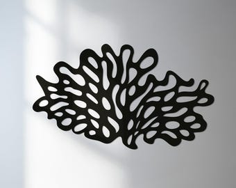 Arte de pared metálico abstracto de coral: decoración moderna inspirada en el océano