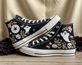 刺繍入り花柄コンバーススニーカー：カスタムウェディングシューズ