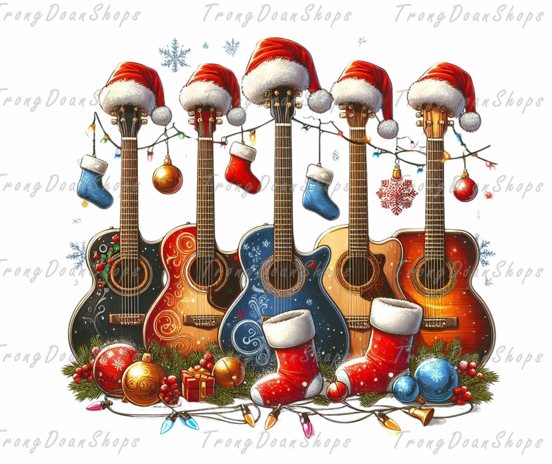 Christmas Guitar Variations Png, Funny Christmas Guitars PNG, Guitar ...