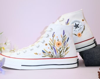 Custom Embroidered Wildflower Converse: Unique Floral Sneakers