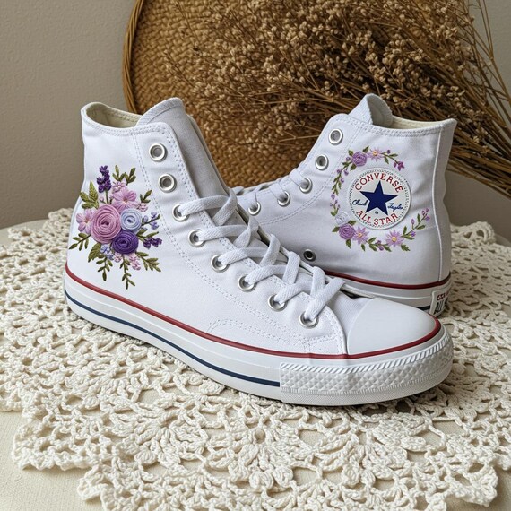 Converse Shoes Converse Personalizadas A Mano Flores Bordadas
