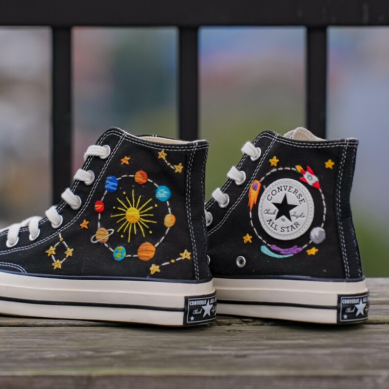 Galaxy Space Hand-embroidered Converse, Embroidery Solar System, Cosmic ...