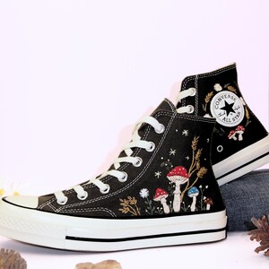Embroidered Mushroom Converse: Custom Cottagecore Sneakers