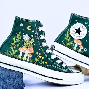 Embroidered Frog Converse: Custom Mushroom Sneakers