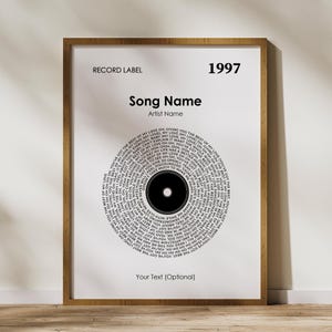 Custom Song Lyric Wall Art, Custom Wall Print, Personalized Gift, Anniversary Gift, Framed Print, Lyric Print, Personalized Song, Home Gift