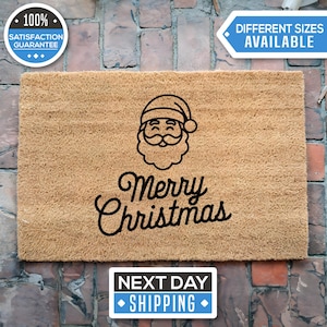 Merry Christmas Doormat, Santa Doormat, Christmas Home Decor, Front Door Mat, Outdoor Decor, Xmas Gift, Holiday Porch Decor, Home Gift