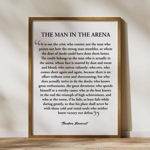 The Man In The Arena Sign, Farm House Wall Decor, Framed Wall Art, Home Decor, Wall Art, Housewarming Gift, Office Wall Art, Unique Gift