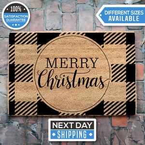 Merry Christmas Doormat, Front Porch Mat, Housewarming Gift, Entryway Decor, Front Door Mat, Outdoor Decor, Christmas Decor, Xmas Gift