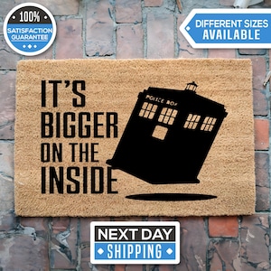 Doormat Its Bigger On The Inside Mat, Science Fiction Doormat, Sci Fi Funny Geek Doormat, Funny Door Mat, Movie Lover Gift, Outdoor Decor