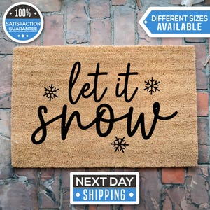 Let It Snow Doormat, Holiday Gift, Christmas Doormat, Doormat Outdoor, Entryway Decor, Front Door Mat, Coir Doormat, Holiday Decor