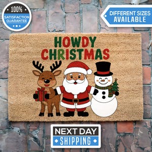 Howdy Christmas Doormat, Christmas Home Decor, Front Porch Decor, Outdoor Decor, Cute Doormat, Holiday Decorations, Holiday Porch Decor