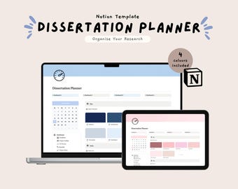 Dissertation Planner Notion Template: PhD, Masters, Honours Thesis (Digital Download)