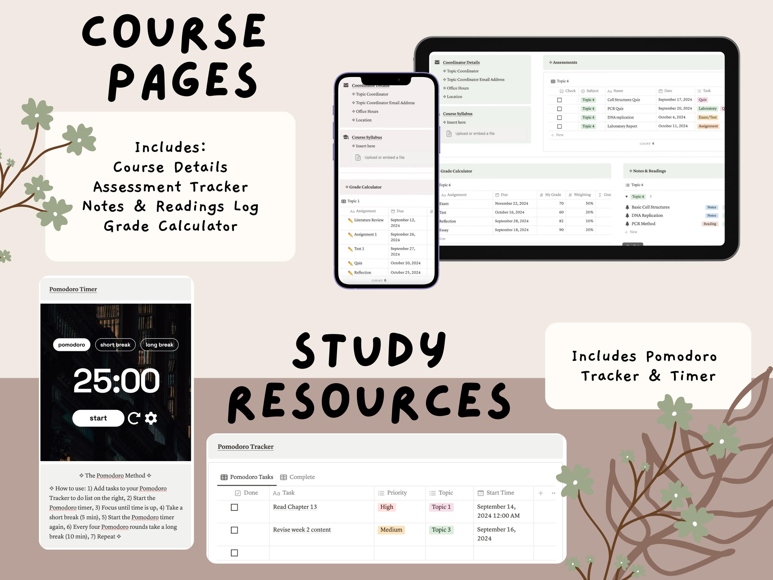 Notion Student Planner Template: Minimalist Cozy Study (digital ...
