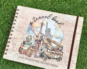 Rustic Travel Journal, Vacation Scrapbook, Adventure Memory Book