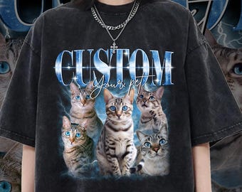 Custom Pet Shirt, Retro Graphic 90s Shirt, Custom Your Own Bootleg Idea Here, Cat Mom and Cat Dad Gift,Personalized Photo Gift for Cat Lover