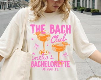 Beach Bachelorette Party Shirts, Bridal Party Gifts, The Bach Club Shirt, Personalized Luxury Bach Tee, Beach Wedding, Bach Club Doodle Tee