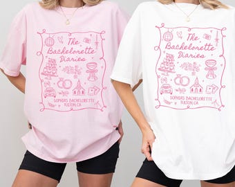 The Bachelorette Diaries, Custom Name Year Bridal Crew Shirt,Luxury Bach Diaries Matching Shirts, Bachelorette Weekend Gift For Her